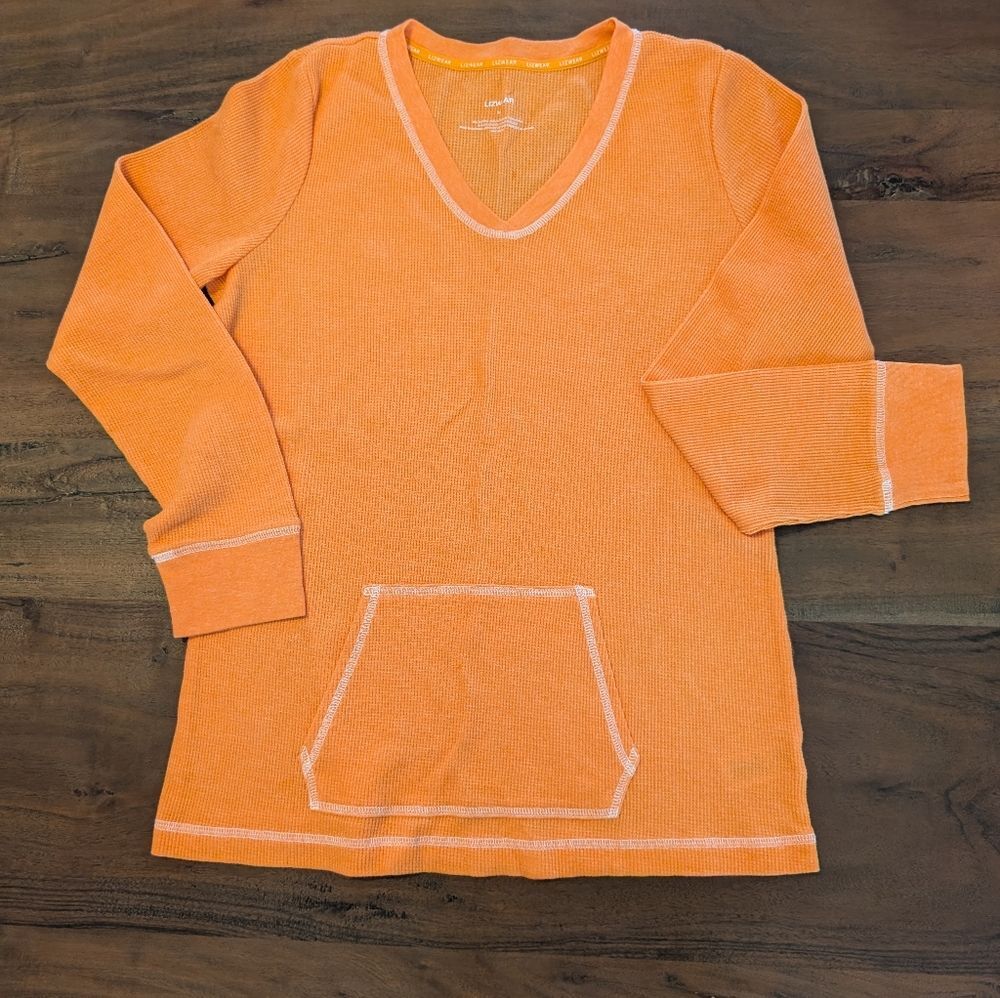 NWOT Liz Claiborne LizWear Waffle Knit V-Neck Top Orange Size Medium